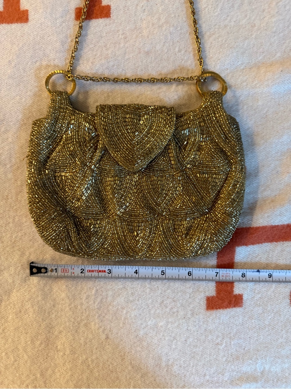 Walborg Gold Beaded Clutch with Chain Strap - Picture 5 of 13